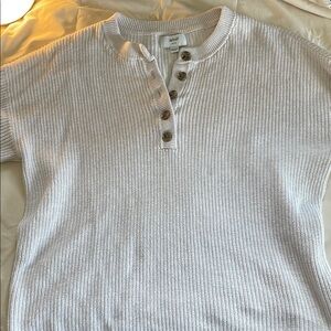 Aerie Women’s XS/S White cotton Ribbed Henley  long sleeve top good condition